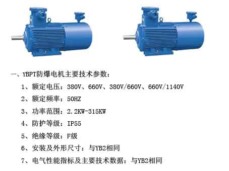 YBPT變頻防爆電機(jī)主要技術(shù)參數(shù)，如圖所示